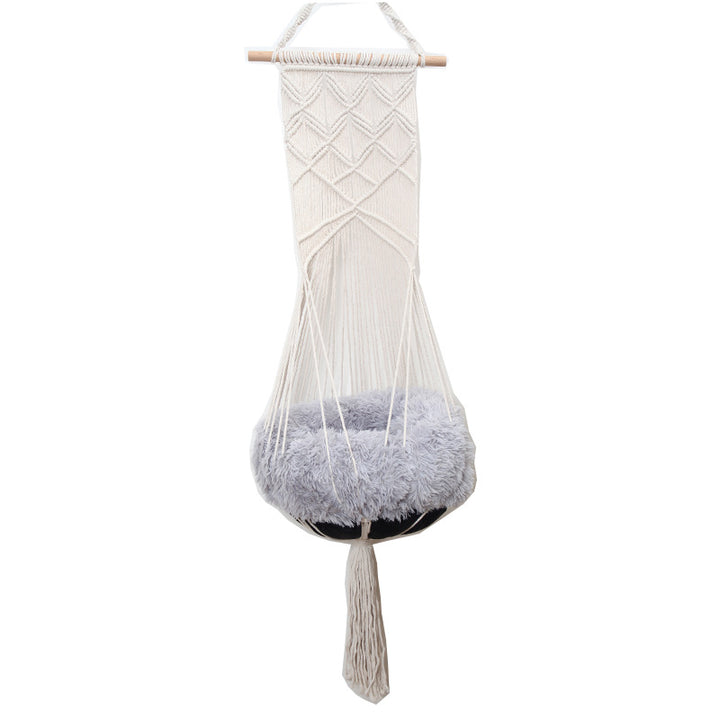 Bohemian Cat Swing Pet Bed with Handmade Lace Design