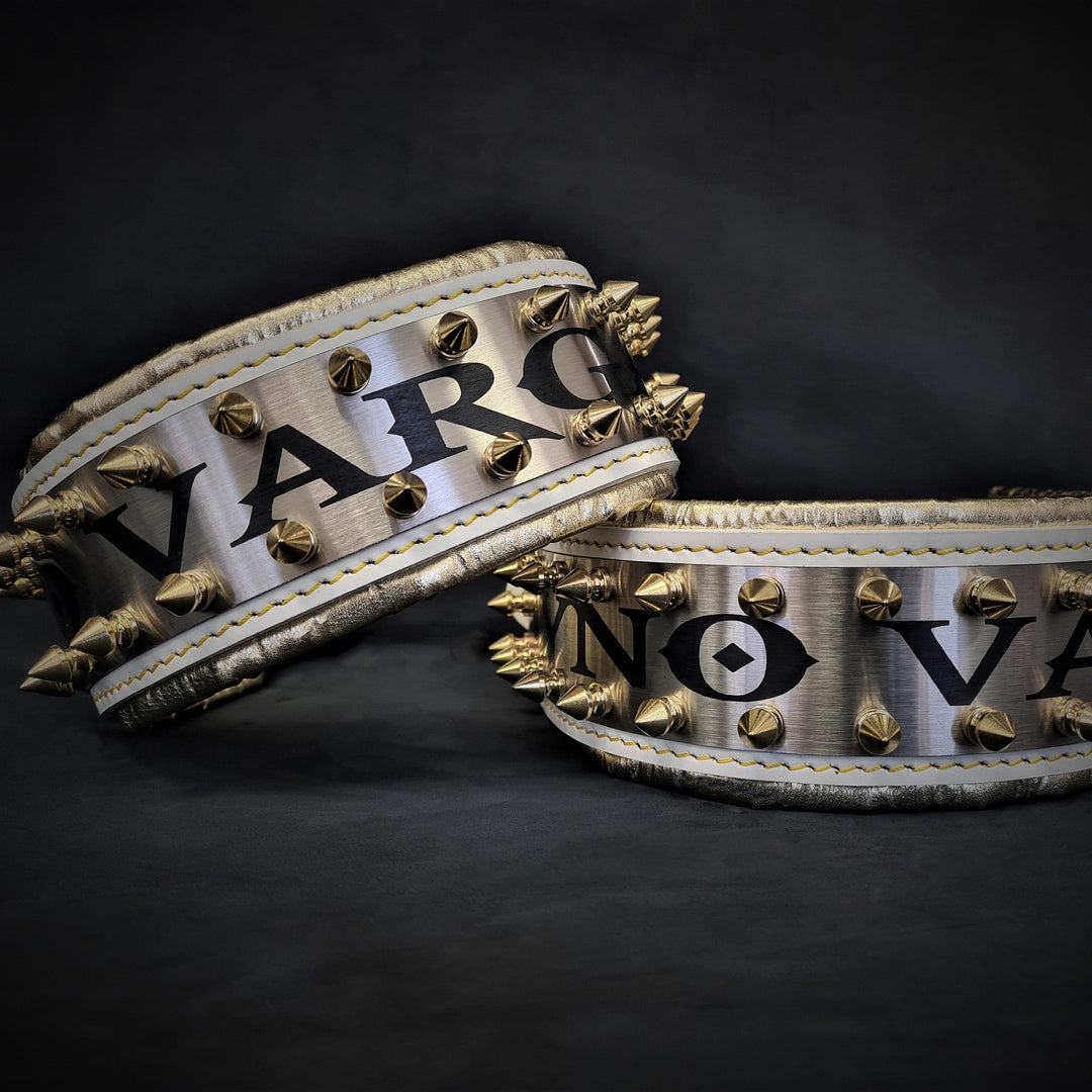 The "Metal" collar White &amp; Gold- personalized!