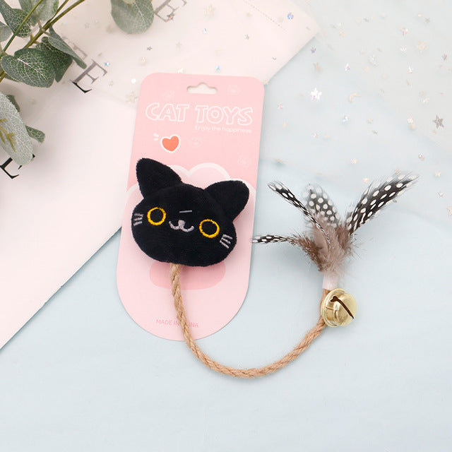 Funny Cat Toy with Feather, Bell, and Hemp Rope