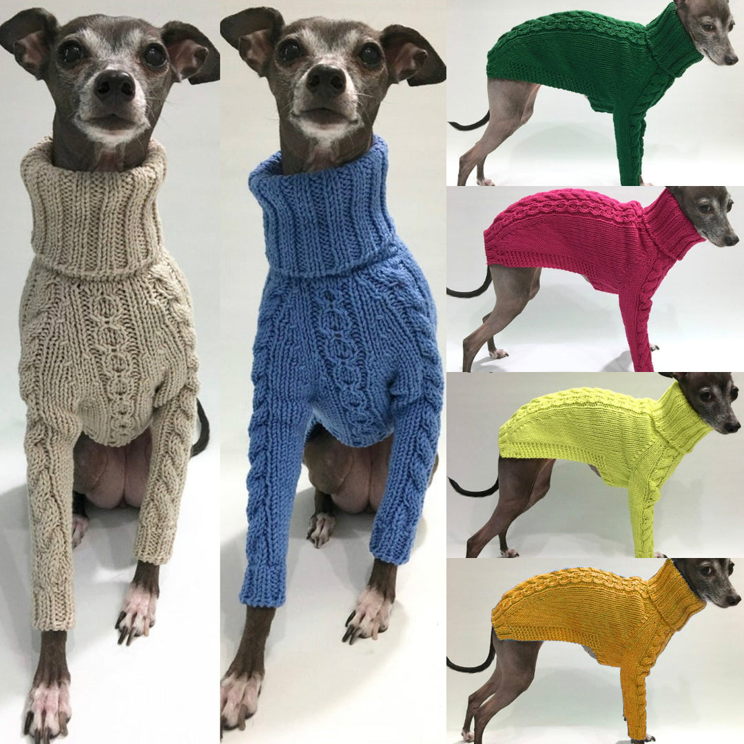 Winter Solid High Collar Dog Sweater solid color design