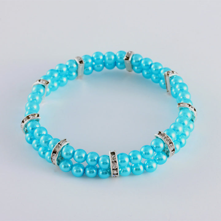 Two Row Pearl Necklace for Pets with Elastic Design