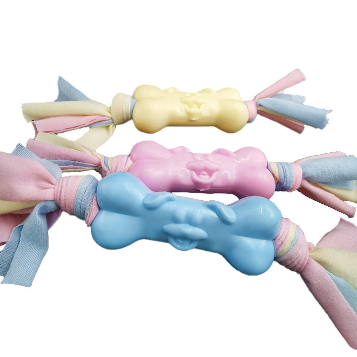 TPR Dog Bone Cotton Cloth Strips for Teeth Relief