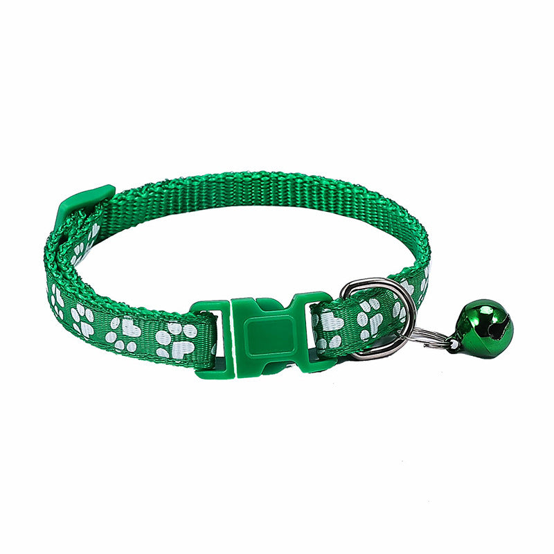 Dog Footprint Applique Bell Collar