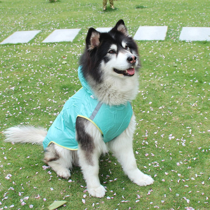Big Dog Raincoat with Reflective Strips for Pets