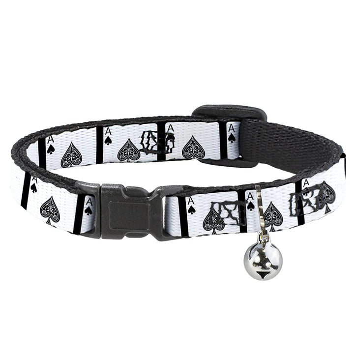Buckle-Down Ace of Spades Breakaway Cat Collar with Bell Plastic Clip Easy Adjustable 8.5 to 12"-0.5" Wide
