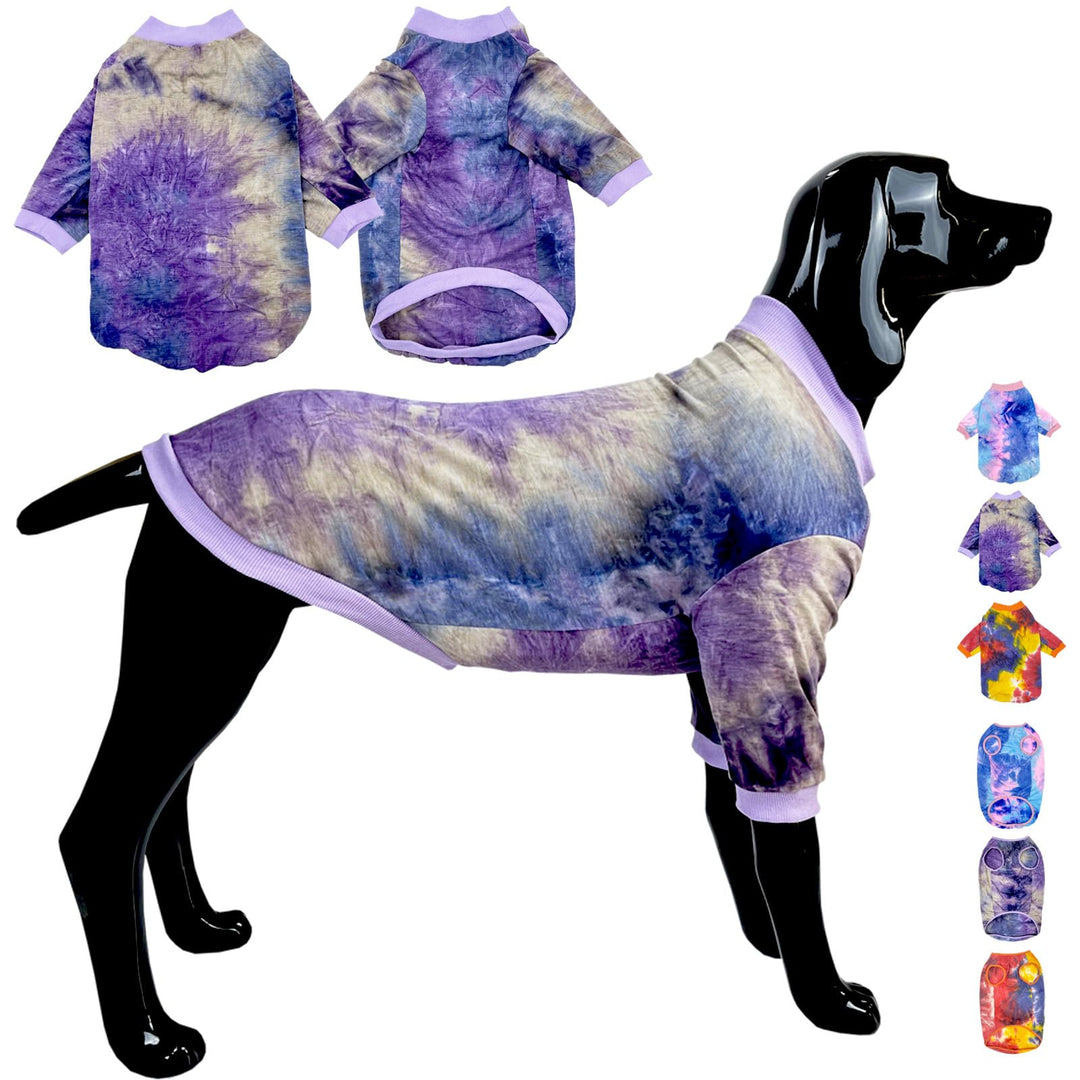 D.E.E Dog Shirts Cotton Dog T-Shirts Dog Shirt for Large Dogs Tie Dye Dog Clothes Dog Shirt Girl Boy Dog Shirt Large (Purple Large)