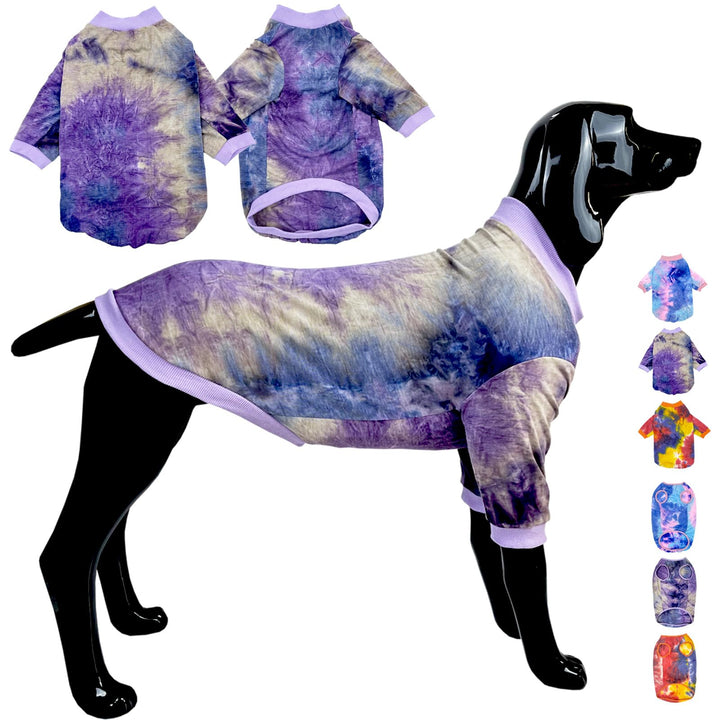 D.E.E Dog Shirts Cotton Dog T-Shirts Dog Shirt for Large Dogs Tie Dye Dog Clothes Dog Shirt Girl Boy Dog Shirt Large (Purple Large)
