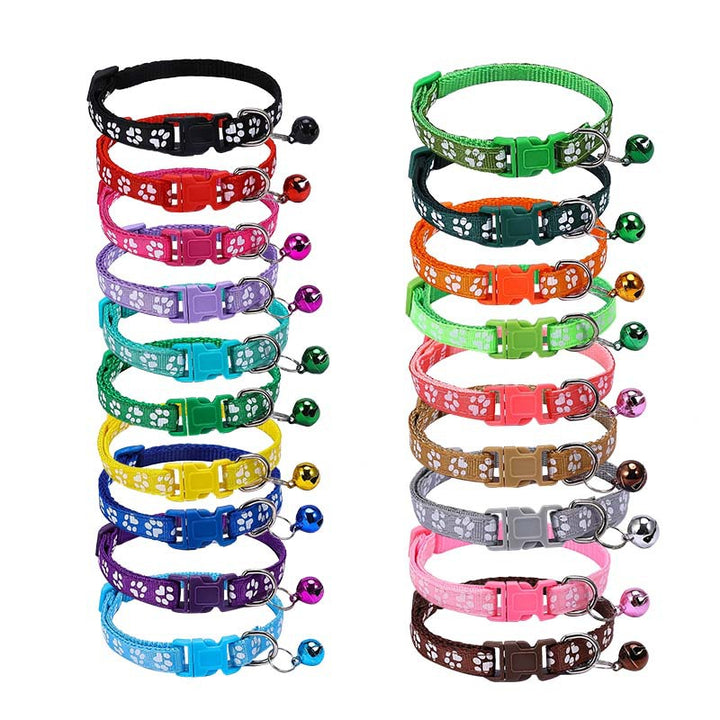 Dog Footprint Applique Bell Collar